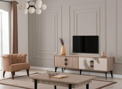 Modern living room set TV cabinet luxurious coffee table wood furniture